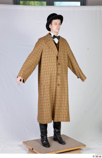  Photos Man in Historical formal suit 7 20th century Brown suit Historical clothing a poses brown Coat hat whole body 0008.jpg